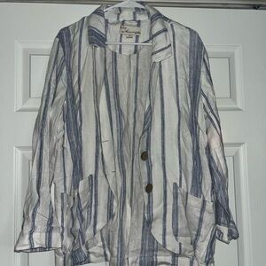 Vintage Havana Blue and White Striped Blazer